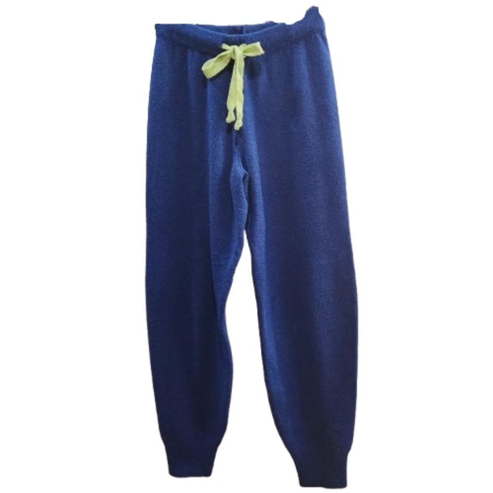 Blue Joggers with Green Tie
